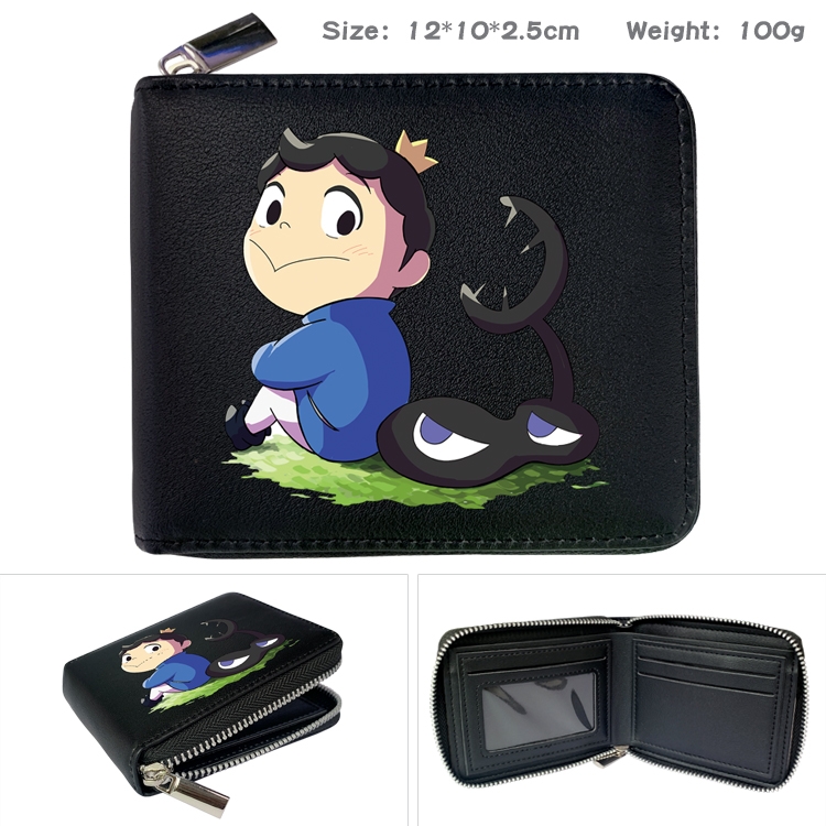 Kings Ranking Anime zipper black leather half-fold wallet 12X10X2.5CM 100G  3A