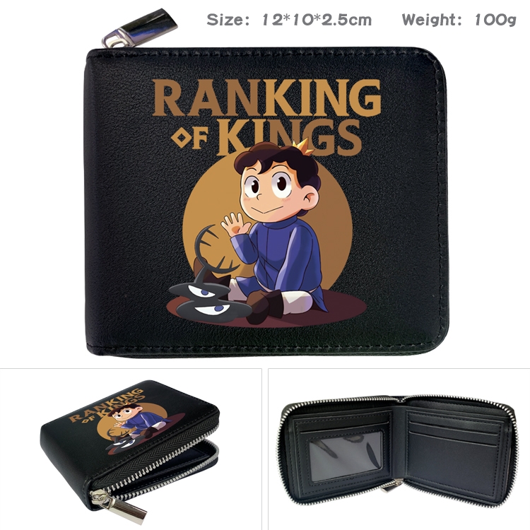 Kings Ranking Anime zipper black leather half-fold wallet 12X10X2.5CM 100G  1A