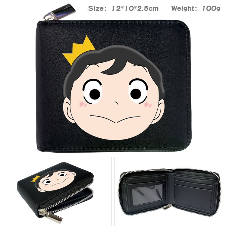 Kings Ranking Anime zipper black leather half-fold wallet 12X10X2.5CM 100G 6A