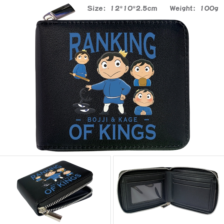 Kings Ranking Anime zipper black leather half-fold wallet 12X10X2.5CM 100G 8A