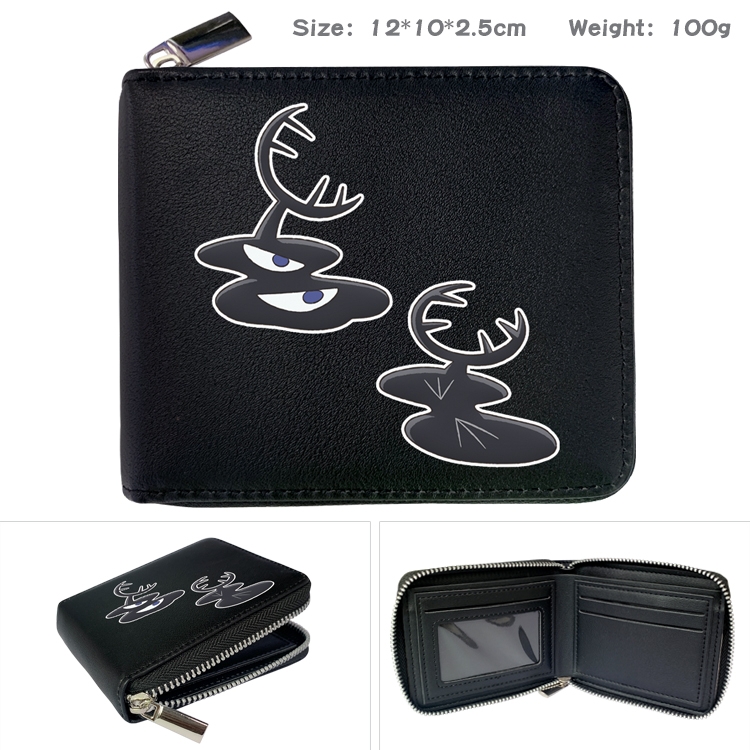 Kings Ranking Anime zipper black leather half-fold wallet 12X10X2.5CM 100G  4A