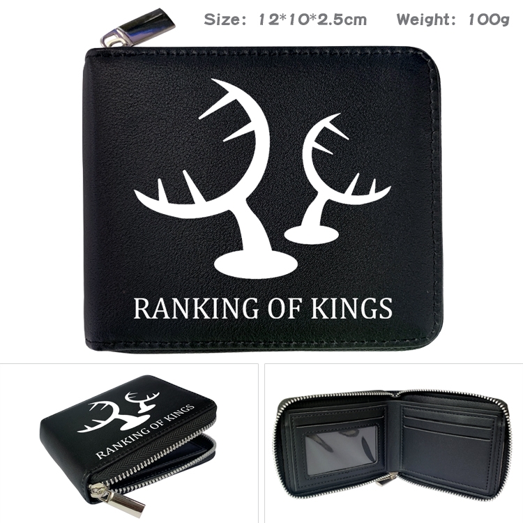 Kings Ranking Anime zipper black leather half-fold wallet 12X10X2.5CM 100G 7A