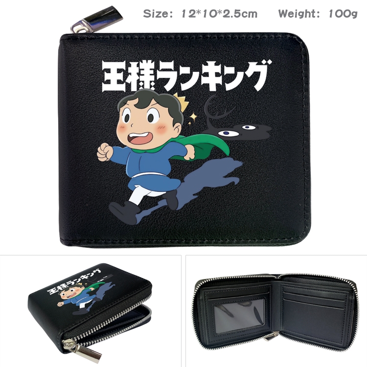 Kings Ranking Anime zipper black leather half-fold wallet 12X10X2.5CM 100G  2A
