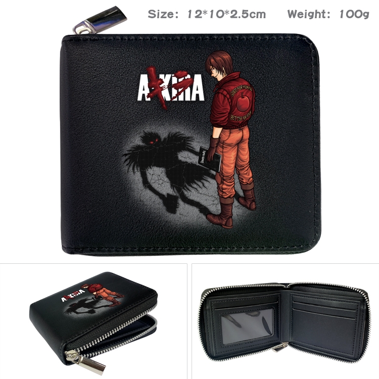 Death note Anime zipper black leather half-fold wallet 12X10X2.5CM 100G  8A