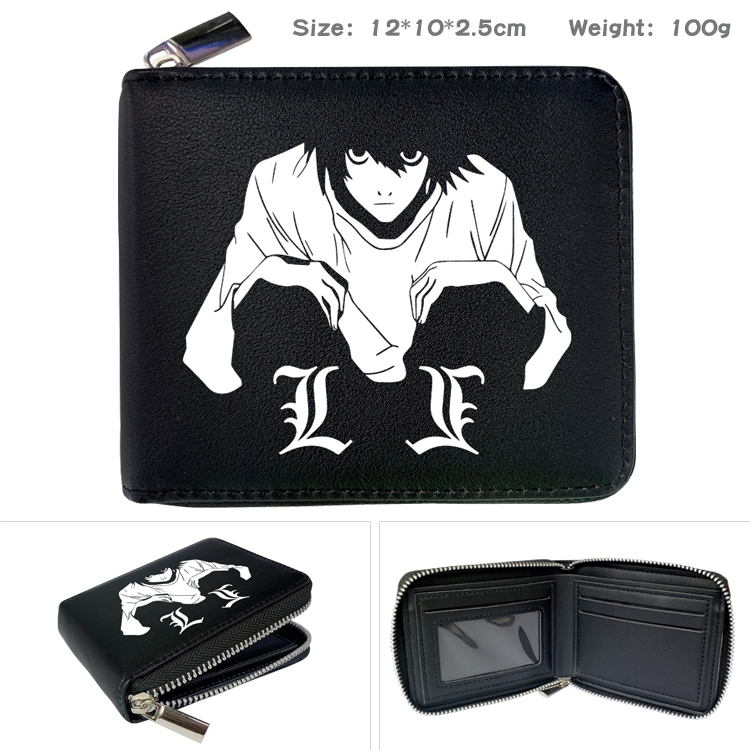 Death note Anime zipper black leather half-fold wallet 12X10X2.5CM 100G 5A