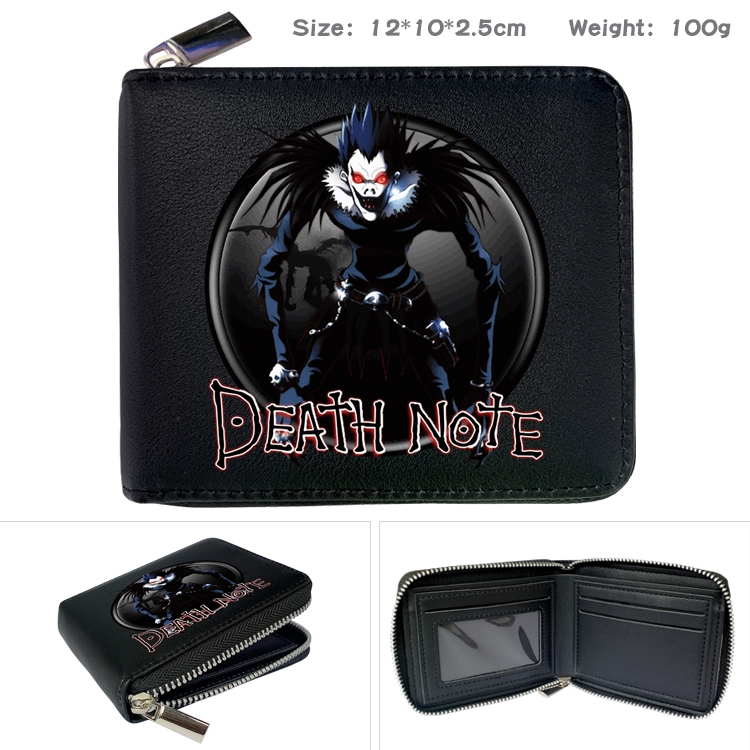 Death note Anime zipper black leather half-fold wallet 12X10X2.5CM 100G  11A