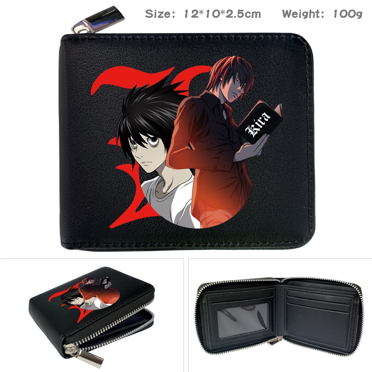 Death note Anime zipper black leather half-fold wallet 12X10X2.5CM 100G 7A