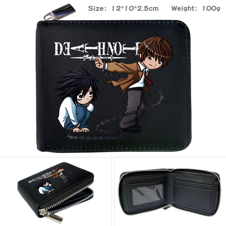 Death note Anime zipper black leather half-fold wallet 12X10X2.5CM 100G  -9A