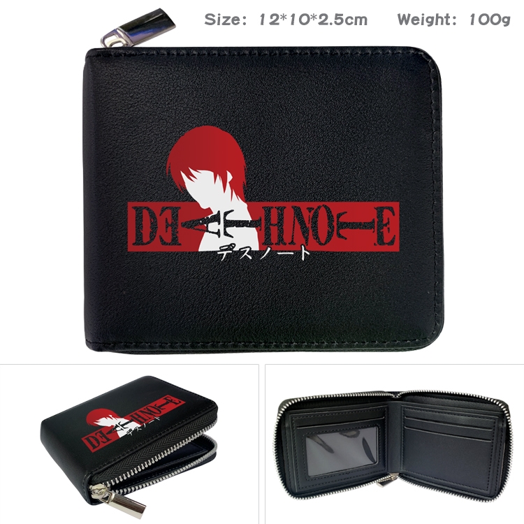 Death note Anime zipper black leather half-fold wallet 12X10X2.5CM 100G  3A