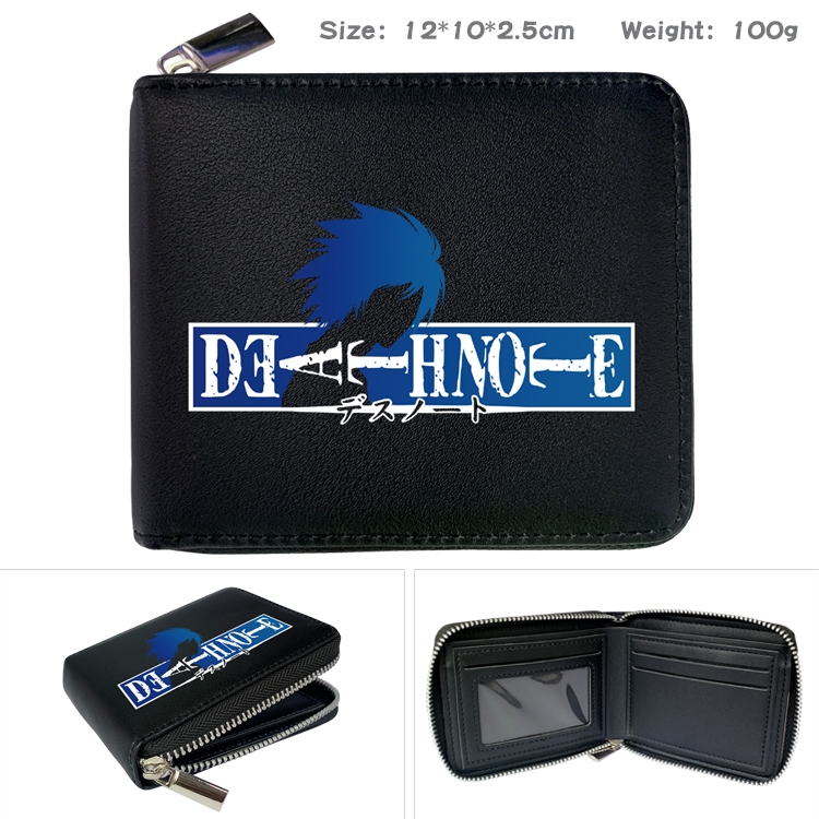 Death note Anime zipper black leather half-fold wallet 12X10X2.5CM 100G 2A