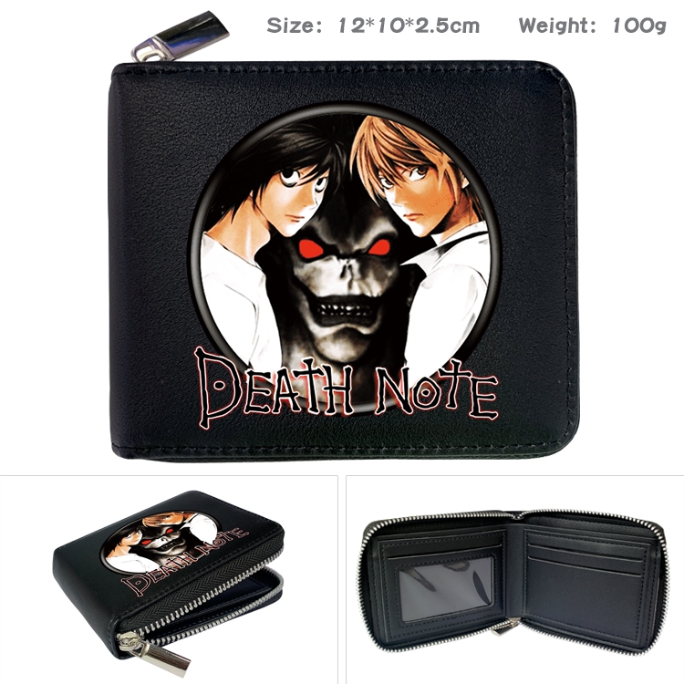 Death note Anime zipper black leather half-fold wallet 12X10X2.5CM 100G  10A
