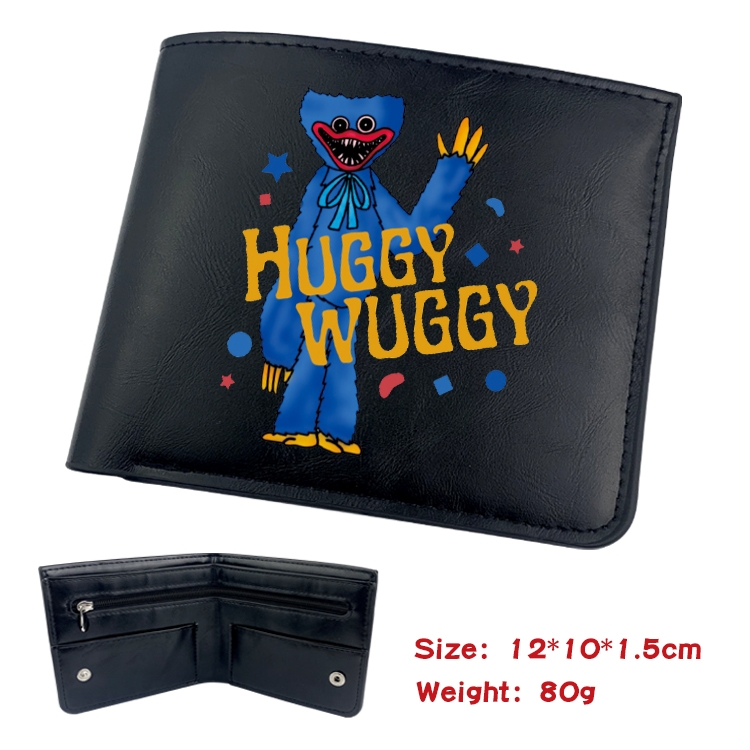 poppy playtime Anime inner buckle black leather wallet 12X10X1.5CM  