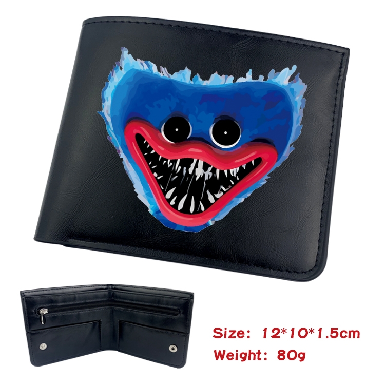 poppy playtime Anime inner buckle black leather wallet 12X10X1.5CM  