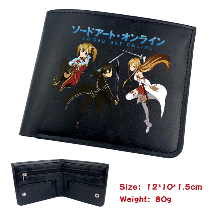 Sword Art Online Anime inner buckle black leather wallet 12X10X1.5CM 