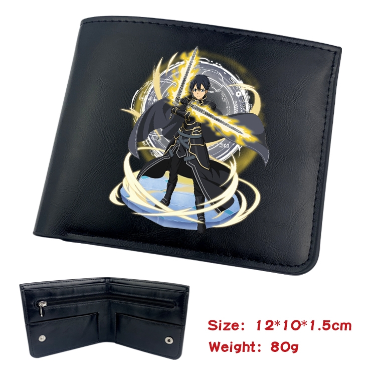 Sword Art Online Anime inner buckle black leather wallet 12X10X1.5CM