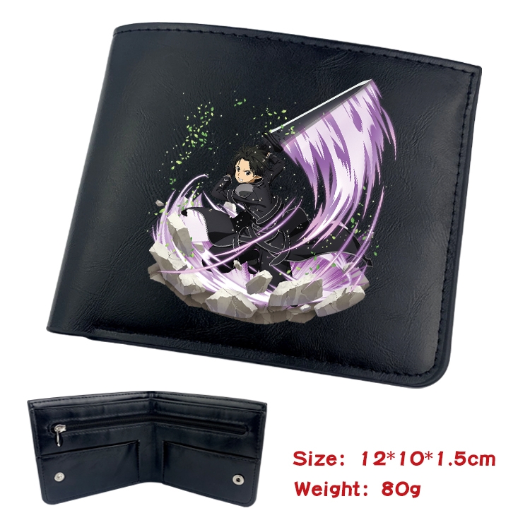 Sword Art Online Anime inner buckle black leather wallet 12X10X1.5CM 