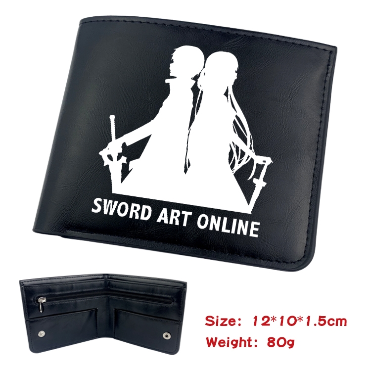 Sword Art Online Anime inner buckle black leather wallet 12X10X1.5CM 