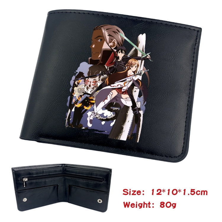 Sword Art Online Anime inner buckle black leather wallet 12X10X1.5CM 