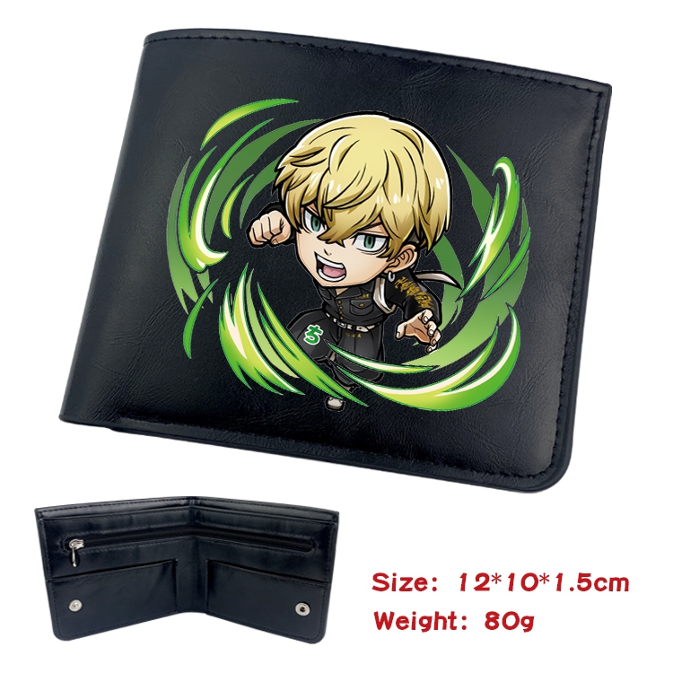 Tokyo Revengers Anime inner buckle black leather wallet 12X10X1.5CM