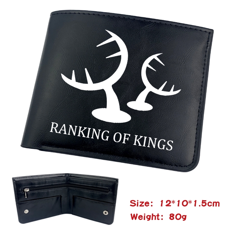 Kings Ranking Anime inner buckle black leather wallet 12X10X1.5CM