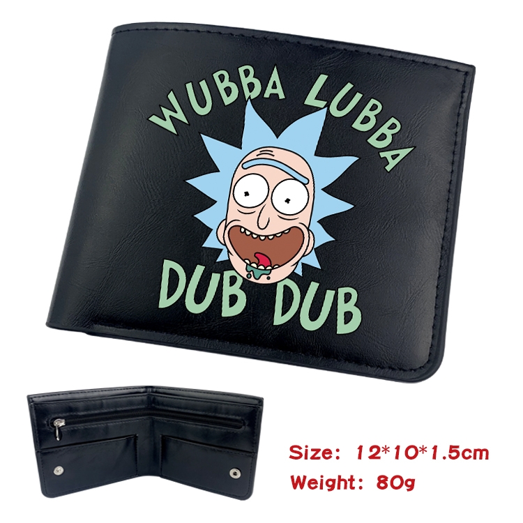 Rick and Morty Anime inner buckle black leather wallet 12X10X1.5CM  