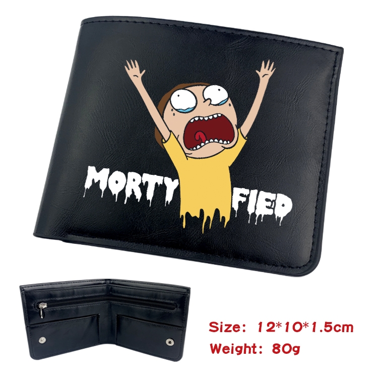 Rick and Morty Anime inner buckle black leather wallet 12X10X1.5CM  