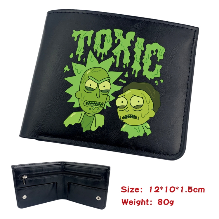 Rick and Morty Anime inner buckle black leather wallet 12X10X1.5CM  