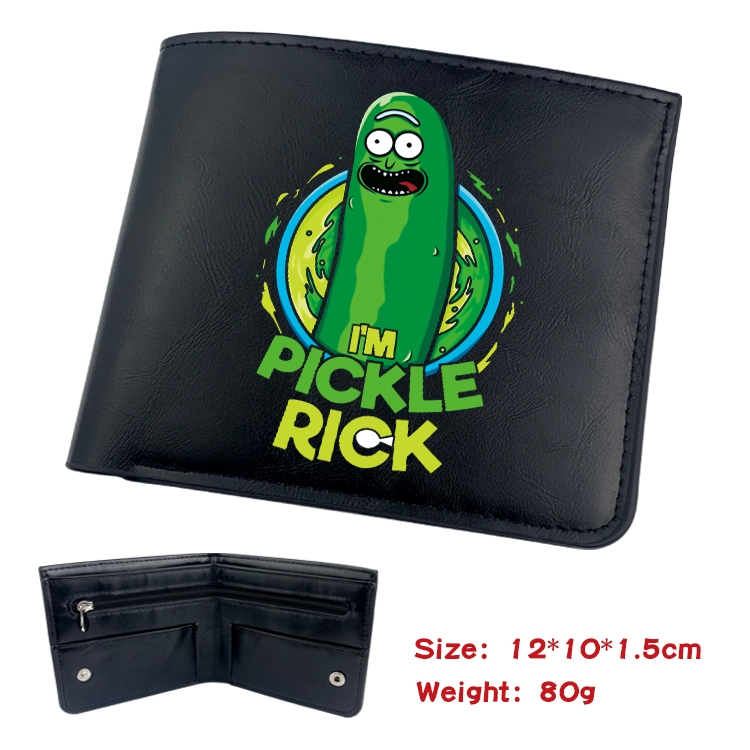 Rick and Morty Anime inner buckle black leather wallet 12X10X1.5CM  