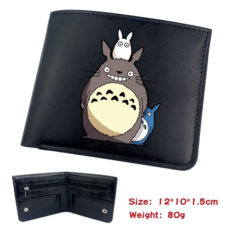 TOTORO Anime inner buckle black leather wallet 12X10X1.5CM  
