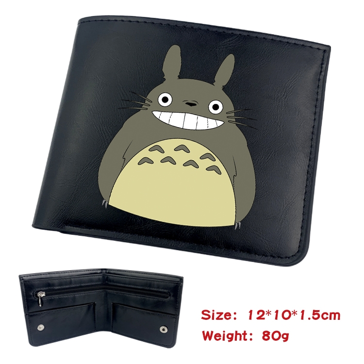 TOTORO Anime inner buckle black leather wallet 12X10X1.5CM  