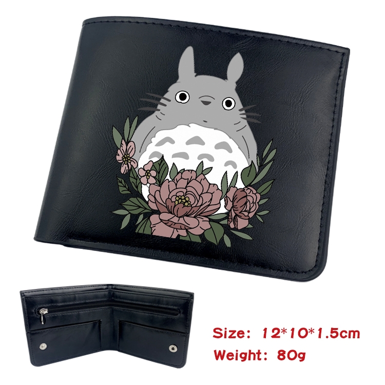 TOTORO Anime inner buckle black leather wallet 12X10X1.5CM  