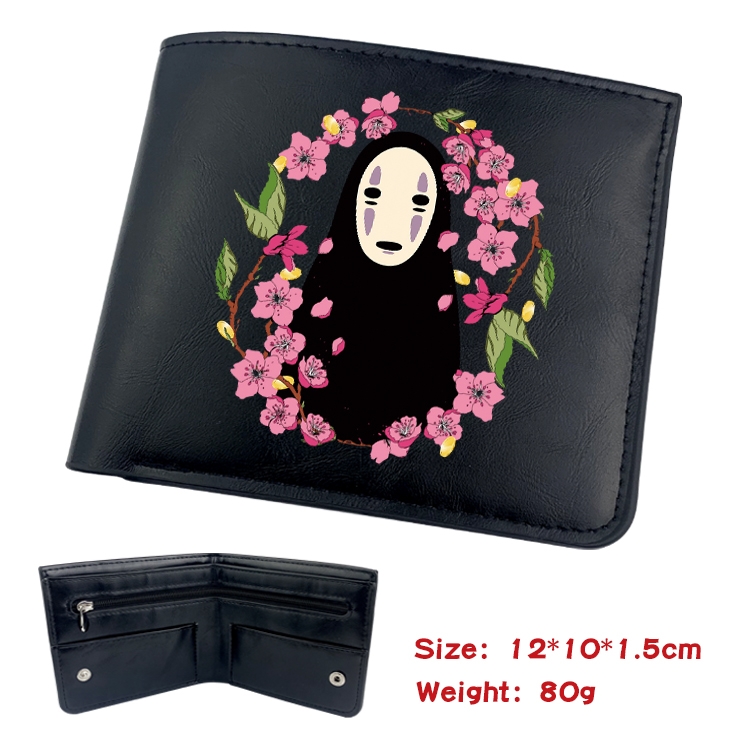 TOTORO Anime inner buckle black leather wallet 12X10X1.5CM  