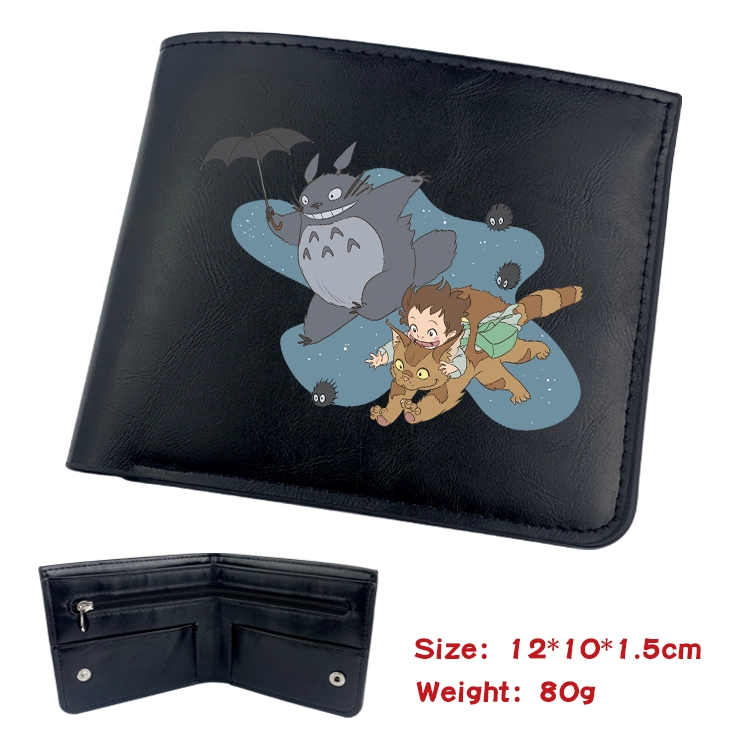 TOTORO Anime inner buckle black leather wallet 12X10X1.5CM  