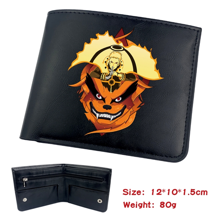 Naruto Anime inner buckle black leather wallet 12X10X1.5CM 