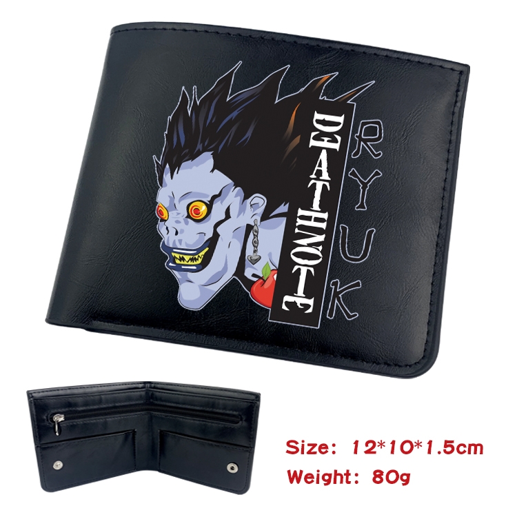 Death note Anime inner buckle black leather wallet 12X10X1.5CM  