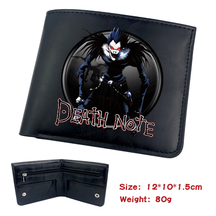 Death note Anime inner buckle black leather wallet 12X10X1.5CM