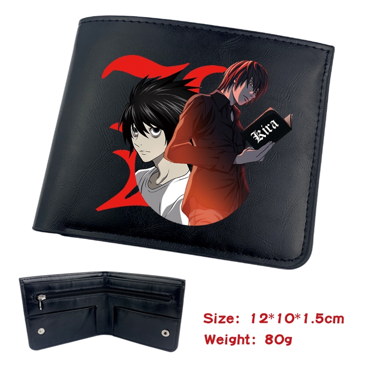 Death note Anime inner buckle black leather wallet 12X10X1.5CM  