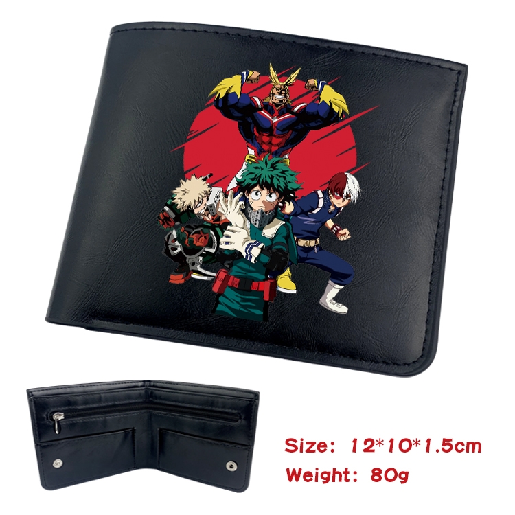 My Hero Academia Anime inner buckle black leather wallet 12X10X1.5CM