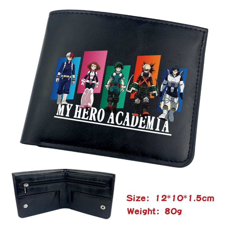 My Hero Academia Anime inner buckle black leather wallet 12X10X1.5CM