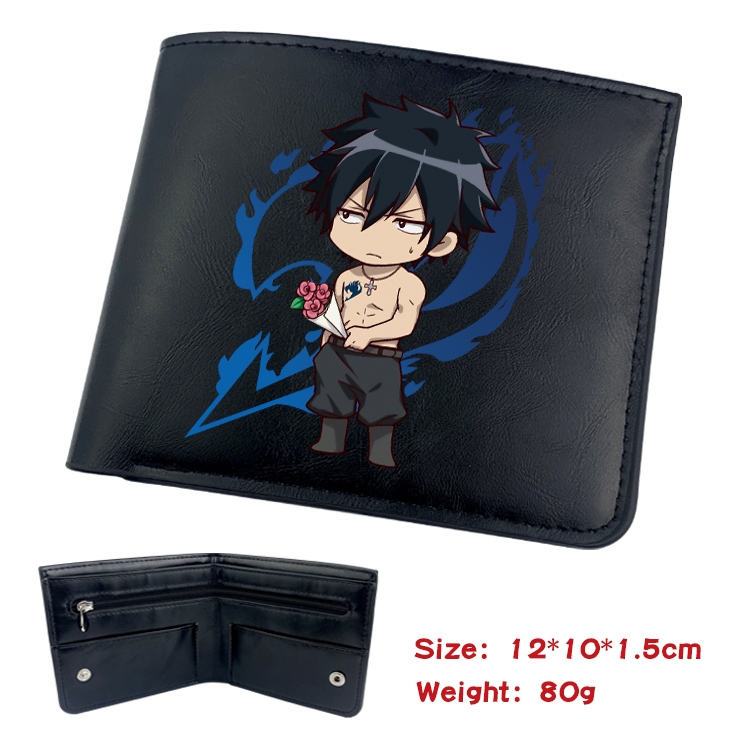 Fairy tail Anime inner buckle black leather wallet 12X10X1.5CM