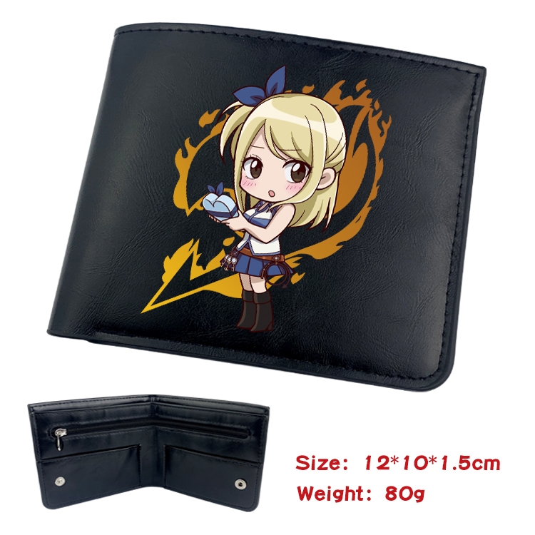 Fairy tail Anime inner buckle black leather wallet 12X10X1.5CM