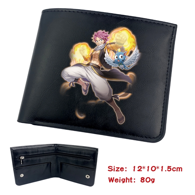 Fairy tail Anime inner buckle black leather wallet 12X10X1.5CM