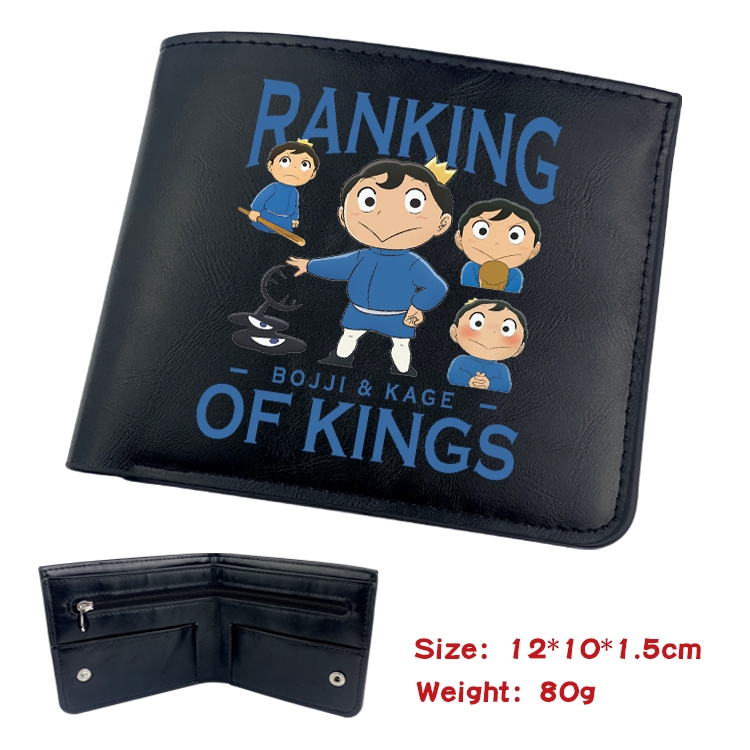 Kings Ranking  Anime inner buckle black leather wallet 12X10X1.5CM