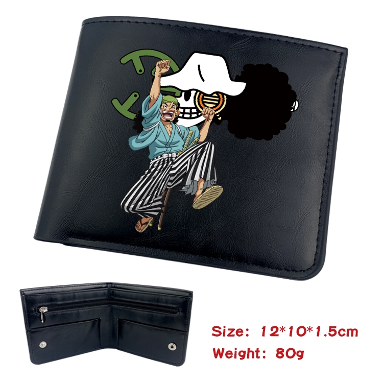 One Piece Anime inner buckle black leather wallet 12X10X1.5CM