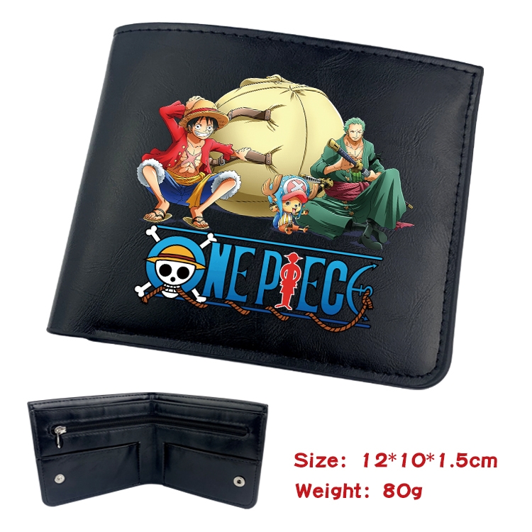 One Piece Anime inner buckle black leather wallet 12X10X1.5CM