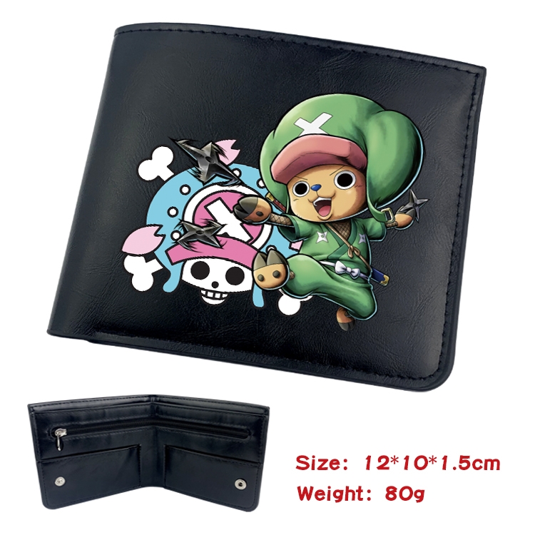 One Piece Anime inner buckle black leather wallet 12X10X1.5CM