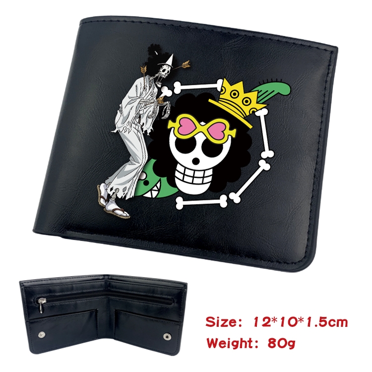 One Piece Anime inner buckle black leather wallet 12X10X1.5CM