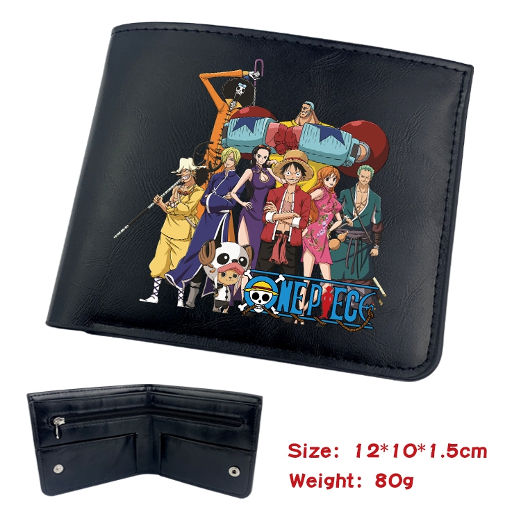 One Piece Anime inner buckle black leather wallet 12X10X1.5CM