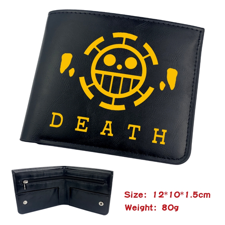 One Piece Anime inner buckle black leather wallet 12X10X1.5CM