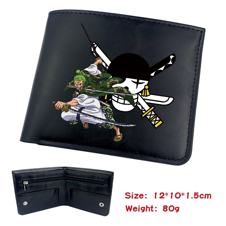 One Piece Anime inner buckle black leather wallet 12X10X1.5CM